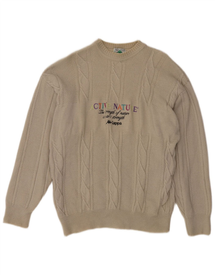 Ανδρικό πουλόβερ KAPPA Graphic Crew Neck Jumper Μεγάλο Μπεζ