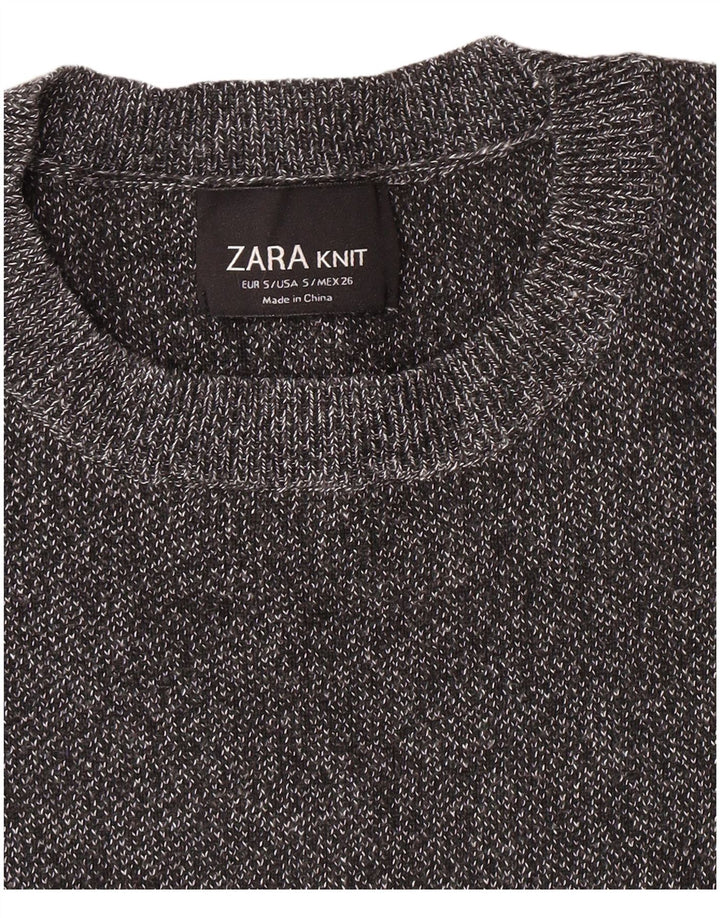 ZARA Γυναικείο T-Shirt Crop Top UK 8 Small Grey