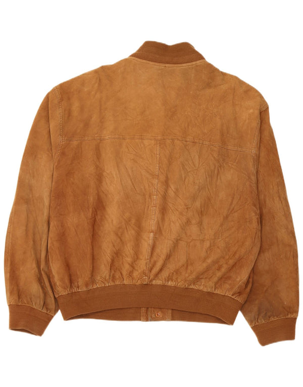 Vintage Ανδρικό Suede Bomber Jacket UK 42 XL Καφέ Δερμάτινο