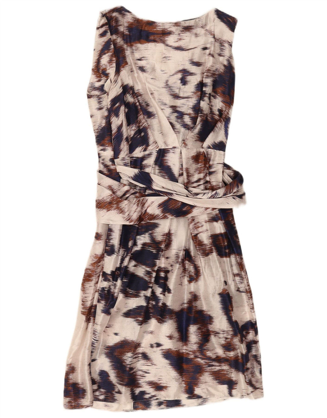 Vintage γυναικείο φόρεμα με θήκη με αφηρημένο σχέδιο UK 14 Medium Off White