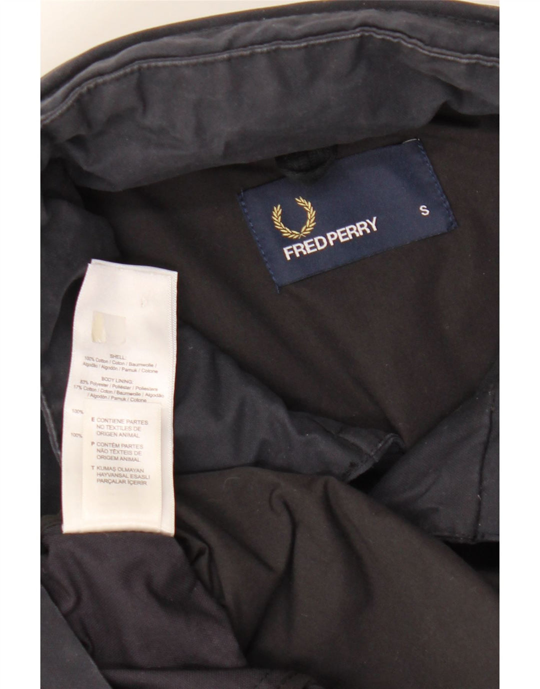 FRED PERRY Ανδρικό μπουφάν με κουκούλα αντιανεμικό UK 36 Small Navy Blue Cotton