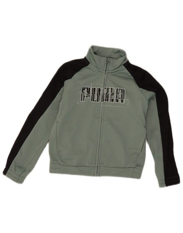 Puma Boys Graphic αθλητική φόρμα Top Jacket 5-6 Years Green Colourblock