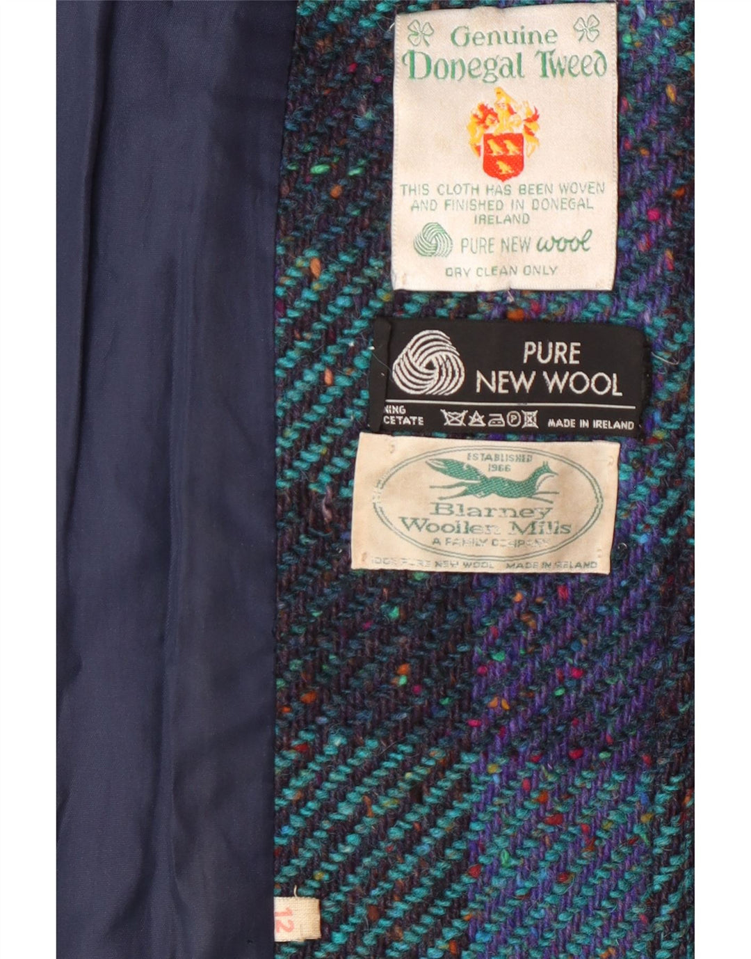 BLARNEY WOOLEN MILLS Γυναικείο παλτό με διπλό στήθος UK 12 Medium Blue Classic