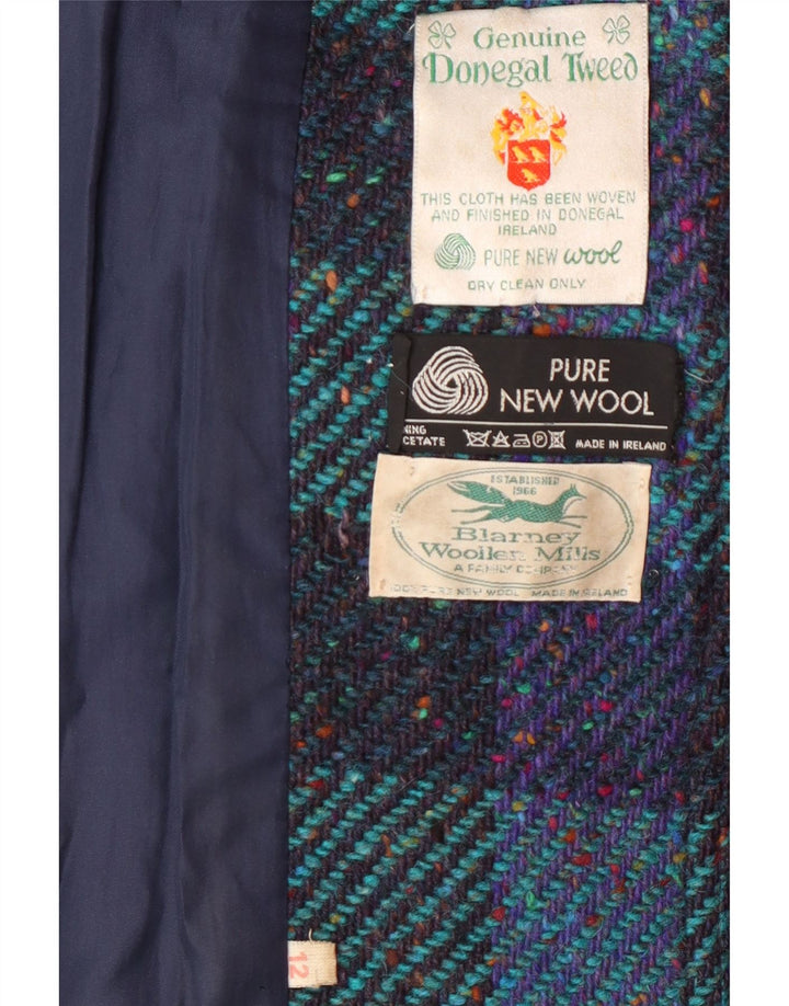 BLARNEY WOOLEN MILLS Γυναικείο παλτό με διπλό στήθος UK 12 Medium Blue Classic