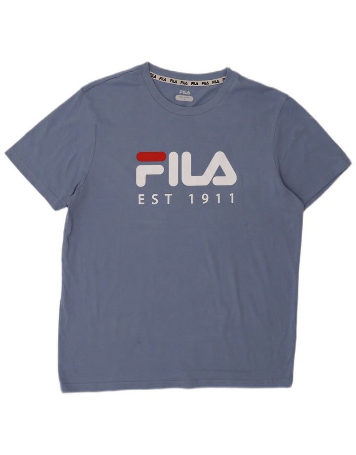 Ανδρικό γραφικό T-Shirt Fila Top μεγάλο μπλε βαμβακερό