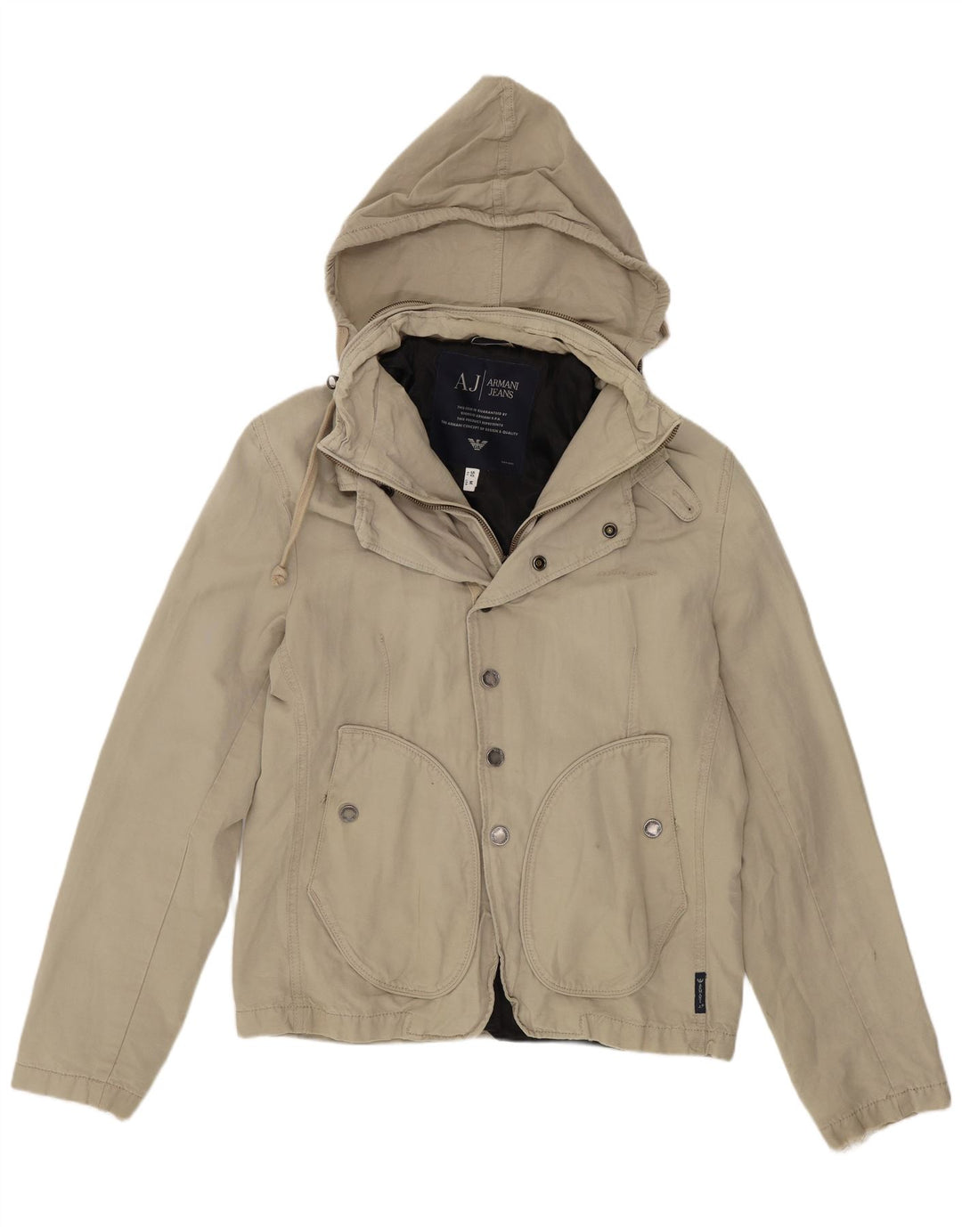 Armani Jeans Ανδρικό Bomber Jacket με κουκούλα EU 50 Medium Beige βαμβακερό
