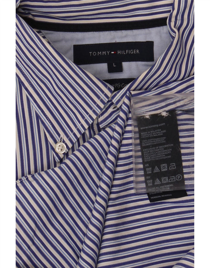 Ανδρικό πουκάμισο Tommy Hilfiger Large Blue ριγέ βαμβακερό