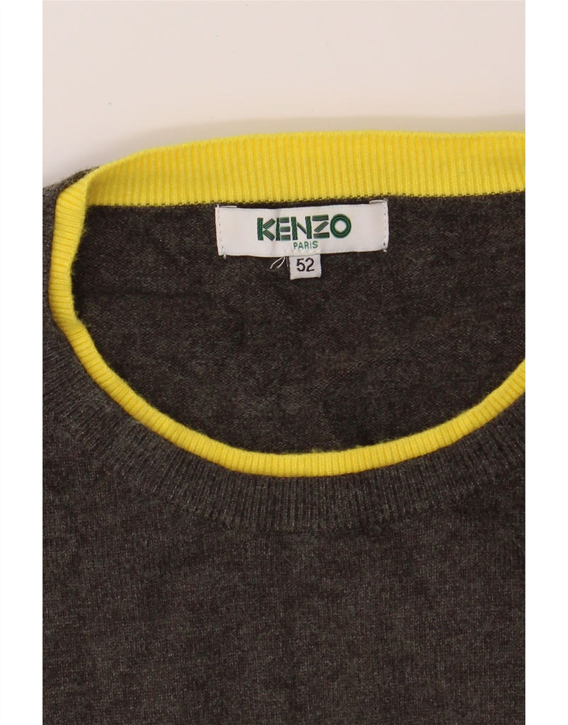 KENZO Mens Crew Neck Jumper Sweater IT 52 Large Grey Cashmere Vintage Kenzo and Second-Hand Kenzo from Messina Hembry 