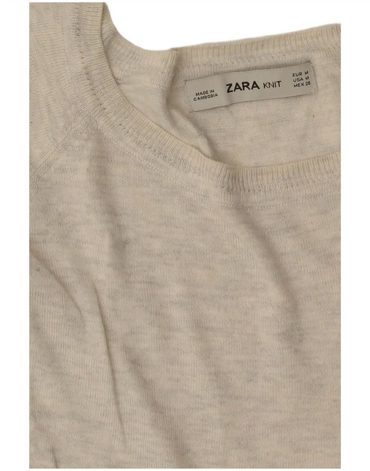 Zara Γυναικείο πουλόβερ με λαιμόκοψη UK 14 Medium Grey
