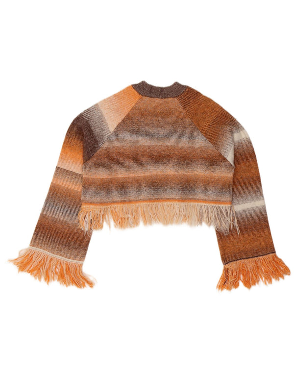 ZARA Womens Loose Fit Crew Neck Jumper Sweater UK 10 Small Orange Striped