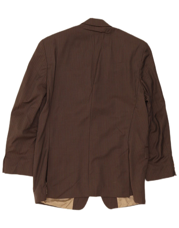 Chaps Mens 3 Button Blazer Jacket UK 40 Large Brown Pinstripe New Wool