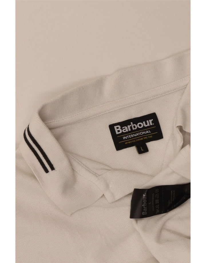 Ανδρικό πουκάμισο πόλο Barbour μεγάλο λευκό βαμβακερό