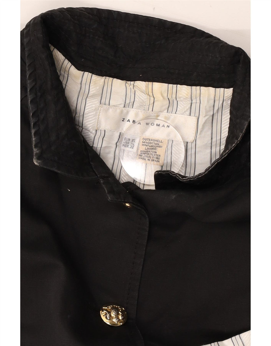 Zara Γυναικείο Crop Bomber Jacket UK 18 XL Μαύρο βαμβακερό