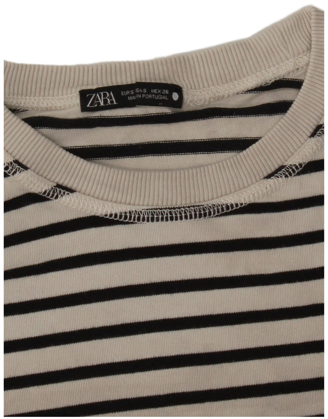 Zara γυναικείο τοπ μακρυμάνικο UK 10 Small White ριγέ