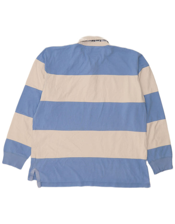 Tommy Hilfiger Ανδρικό μακρυμάνικο μπλουζάκι ράγκμπι πόλο 2XL, μπλε ριγέ βαμβακερό