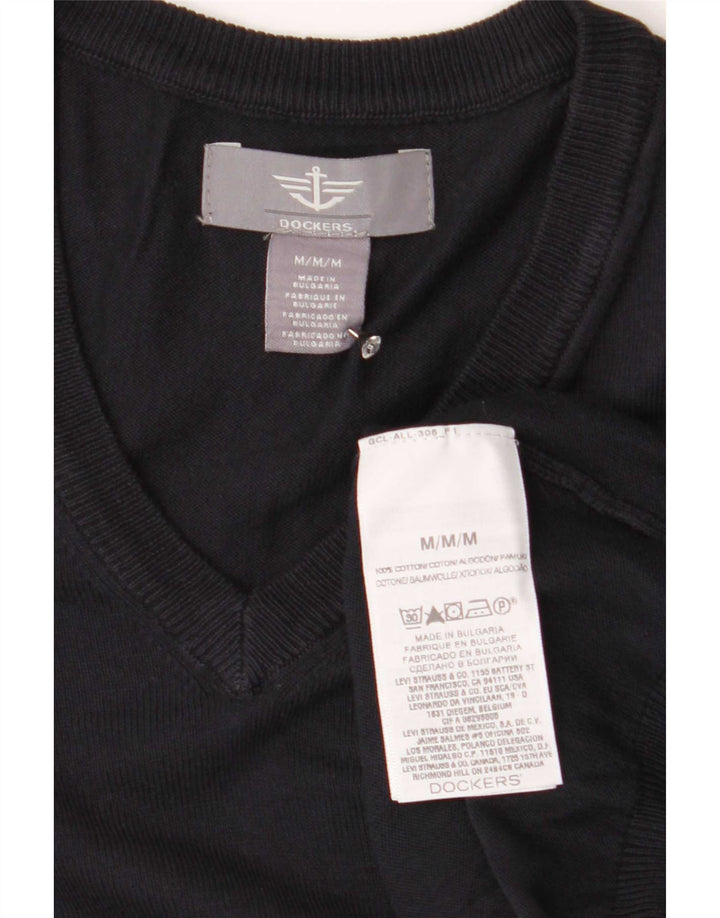 Dockers Ανδρικό πουλόβερ με λαιμόκοψη με λαιμόκοψη, μεσαίο μπλε βαμβακερό