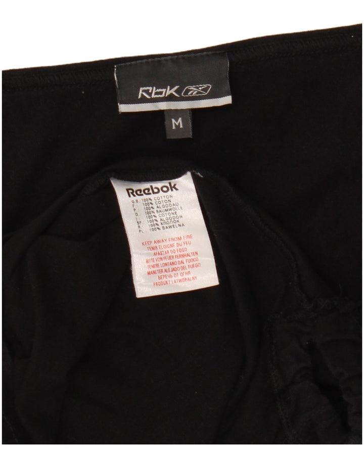 REEBOK Γυναικείο τοπ μακρυμάνικο UK 12 μεσαίο μαύρο βαμβακερό