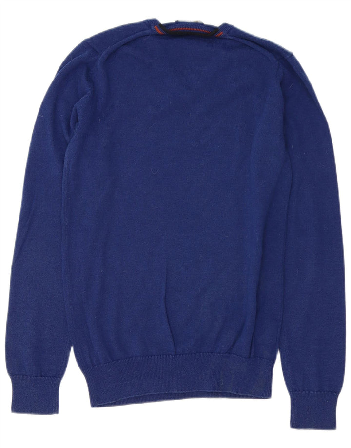 FRED PERRY Ανδρικό πουλόβερ με λαιμόκοψη με V λαιμόκοψη XS μπλε μαλλί