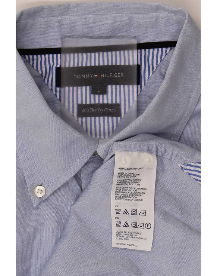 Ανδρικό πουκάμισο Tommy Hilfiger μεγάλο μπλε βαμβακερό