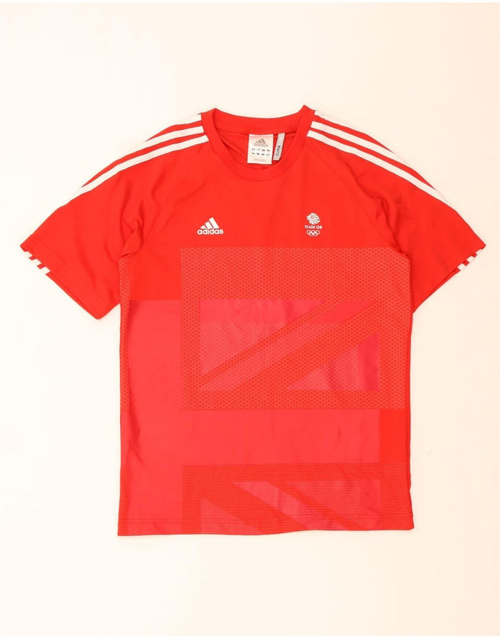 Γραφικό T-Shirt ADIDAS Ανδρική Ομάδα GB Τοπ μικρού κόκκινου πολυεστέρα
