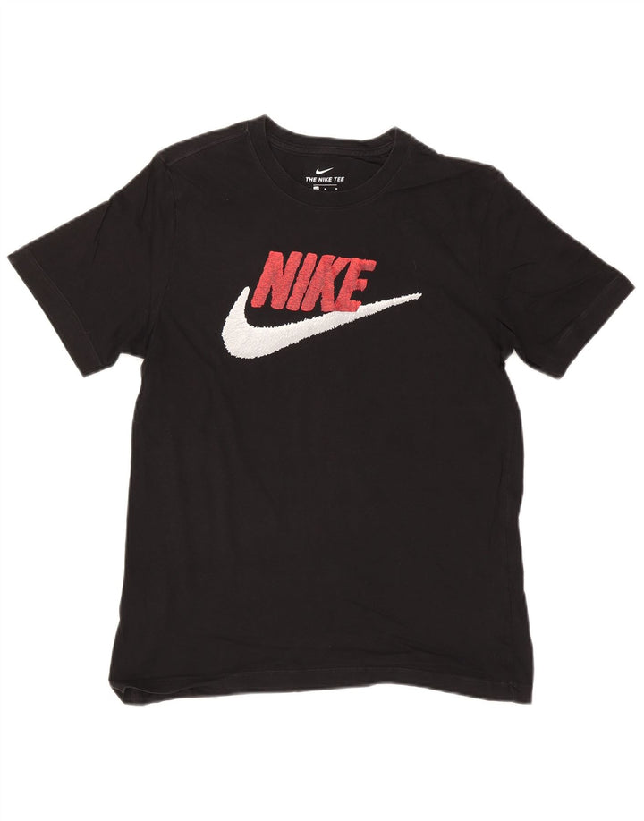 Ανδρικό γραφικό μπλουζάκι Nike, μεσαίο μαύρο βαμβακερό