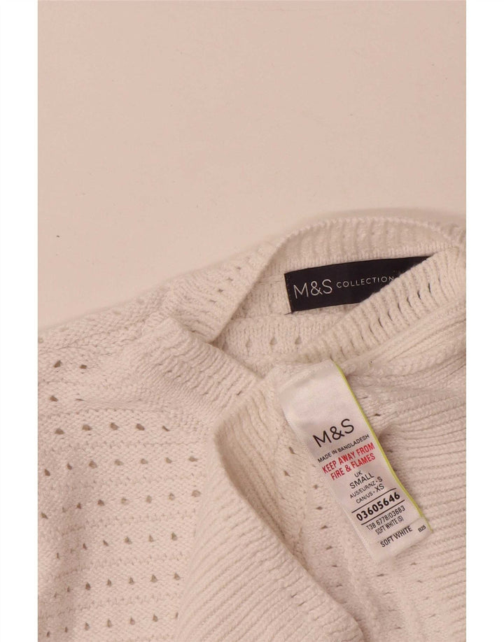 Marks & Spencer Γυναικείο πουλόβερ με λαιμόκοψη UK 10 Small White