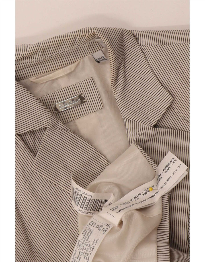 Zara Γυναικείο Μπουφάν 1 Κουμπί Blazer UK 4 XS Λευκός Πολυεστέρας