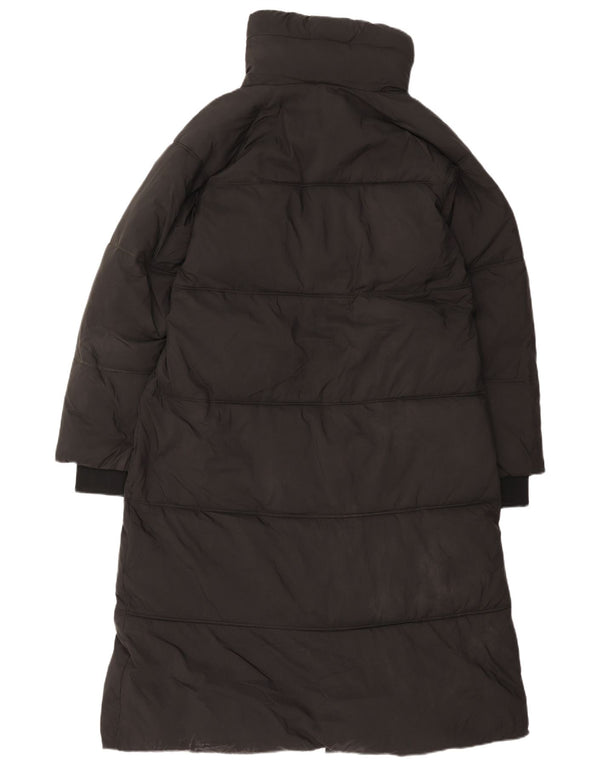 Zara Womens Hooded Padded Coat UK 14 Medium Black Polyester