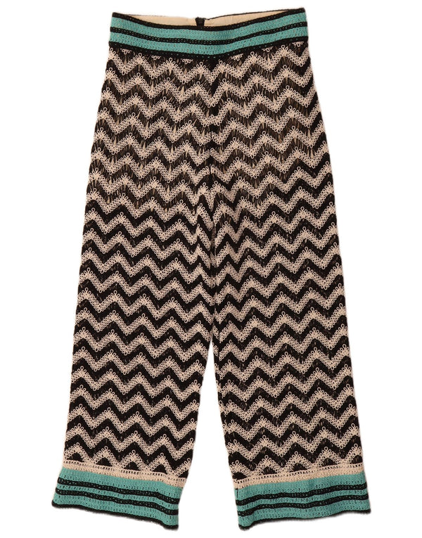 Zara Γυναικείο πλεκτό ίσιο παντελόνι Casual Medium W28 L26 Μαύρο Chevron