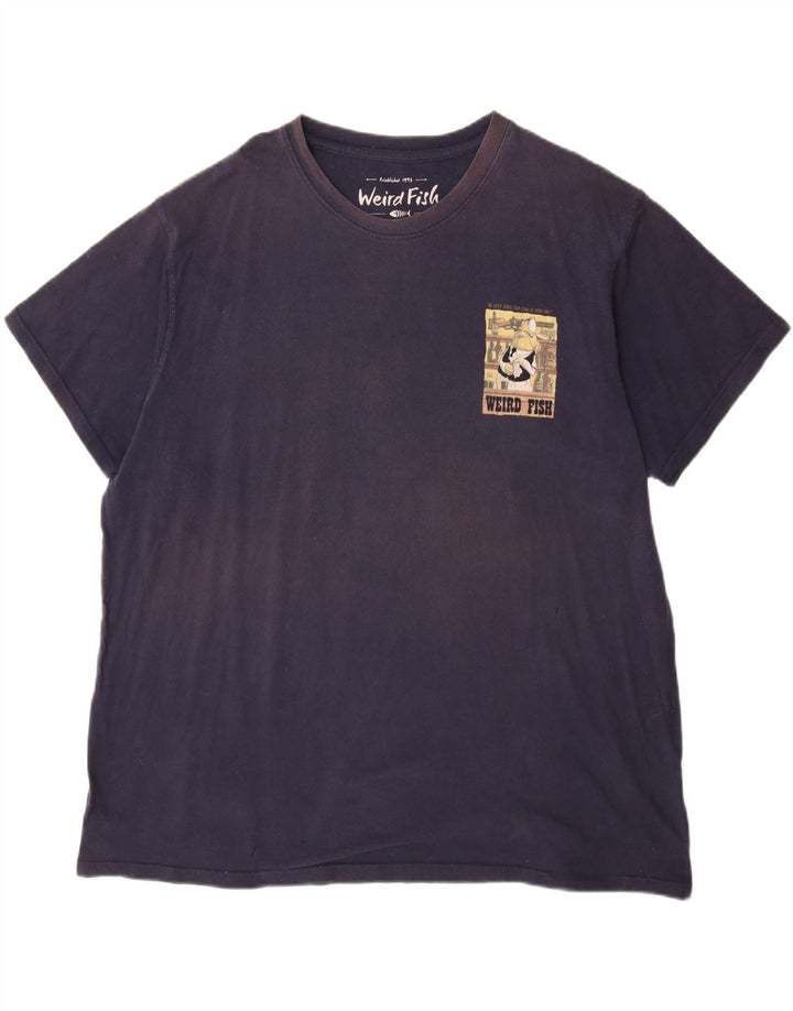 WEIRD FISH Ανδρικό γραφικό T-Shirt Top 3XL Navy Blue Cotton