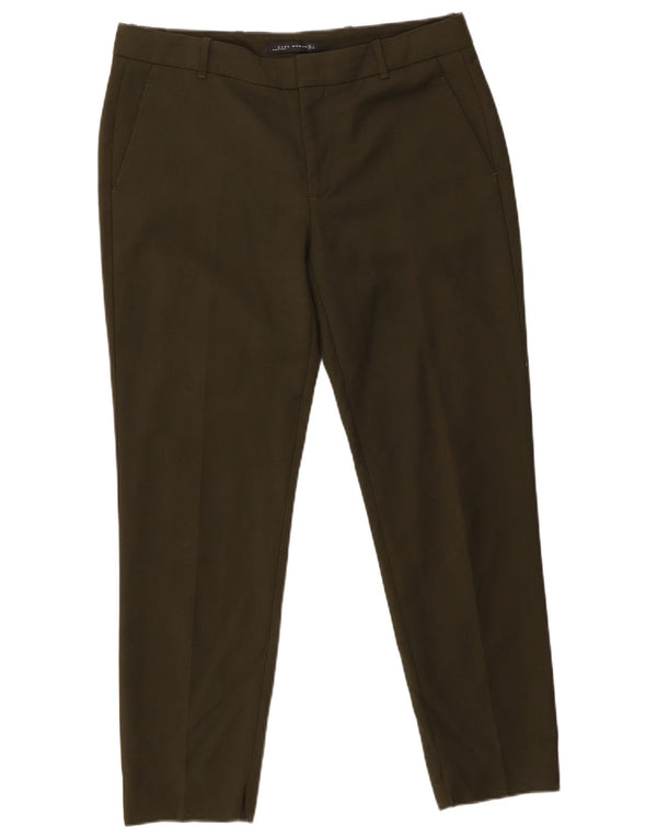 Zara Γυναικείο κωνικό παντελόνι Chino Μεγάλο W30 L28 Χακί Βαμβακερό