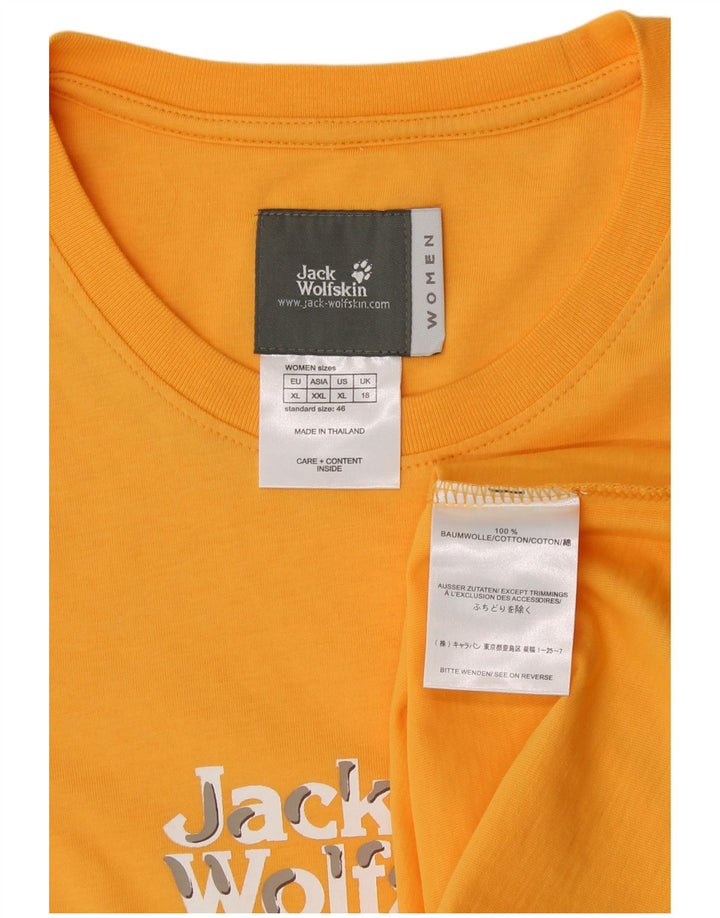 Γυναικείο γραφικό μπλουζάκι JACK WOLFSKIN Top UK 18 XL κίτρινο βαμβακερό