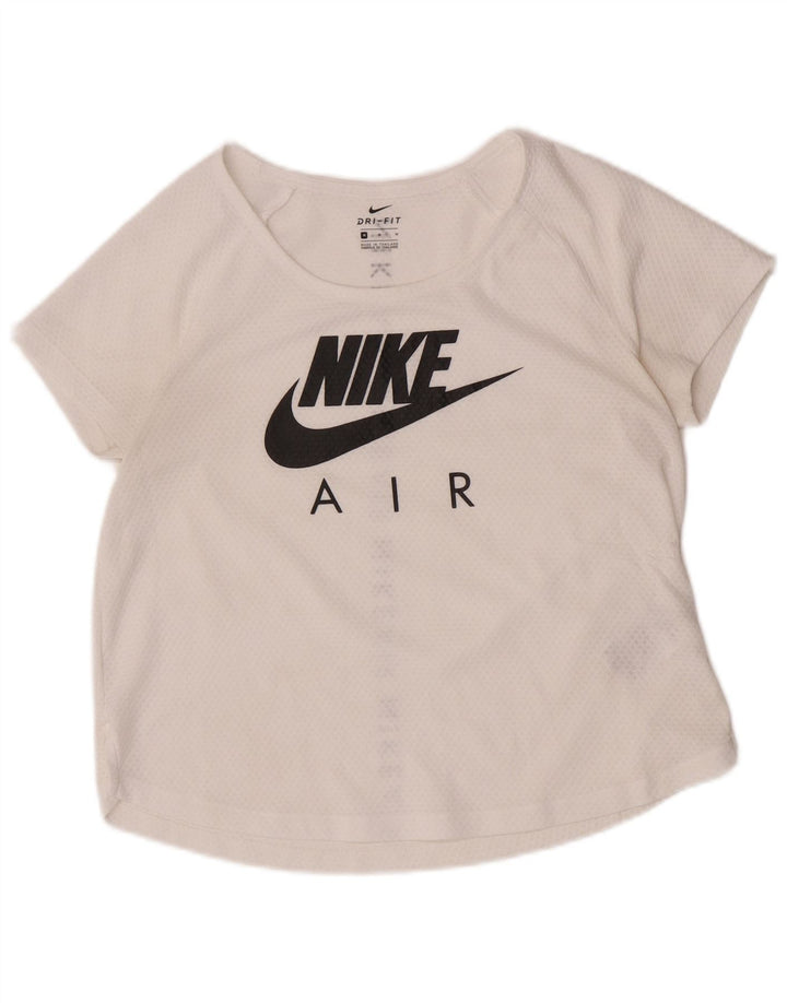 Γυναικείο γραφικό μπλουζάκι Nike Dri Fit τοπ 14 μεσαίου λευκού πολυεστέρα