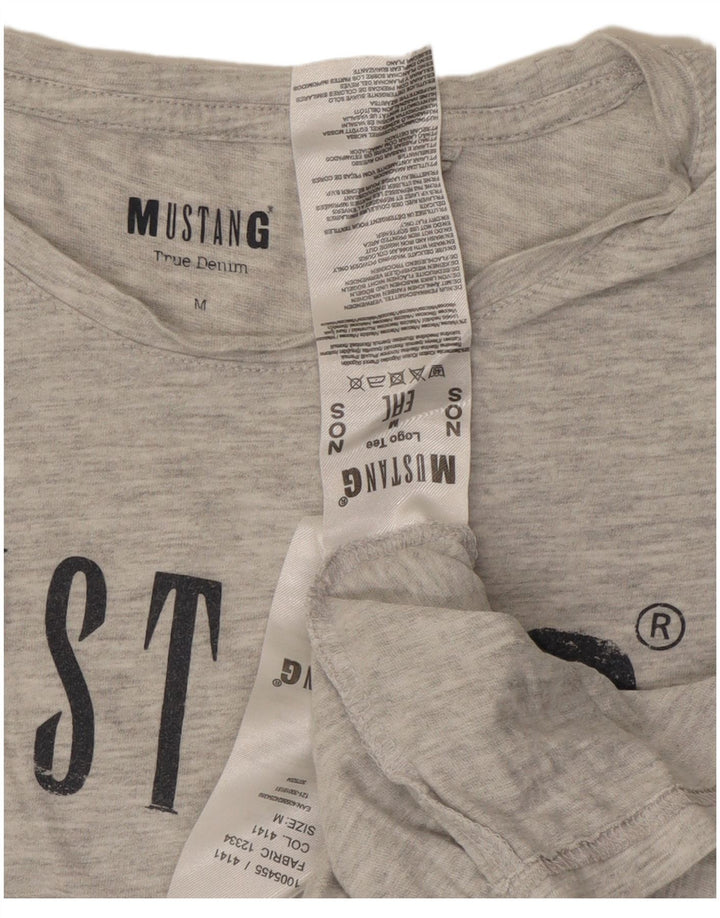 Γυναικείο γραφικό μπλουζάκι MUSTANG τοπ UK 14 μεσαίου γκρι βαμβακερό