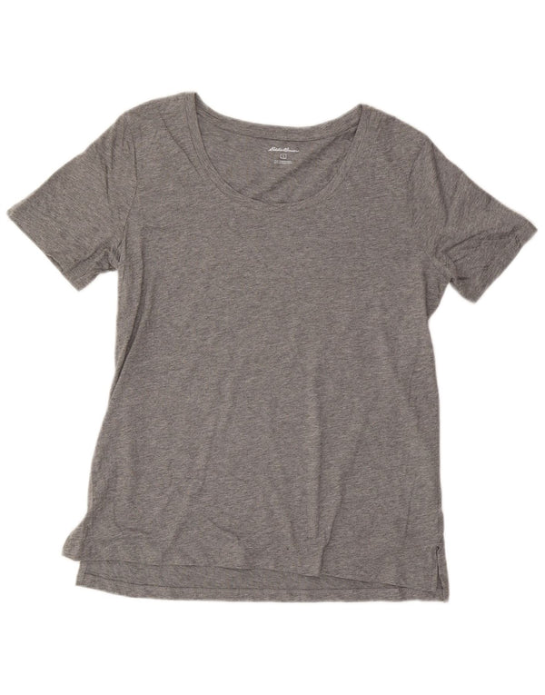 EDDIE BAUER Γυναικείο T-Shirt Top UK 16 Large Grey Flecked Cotton
