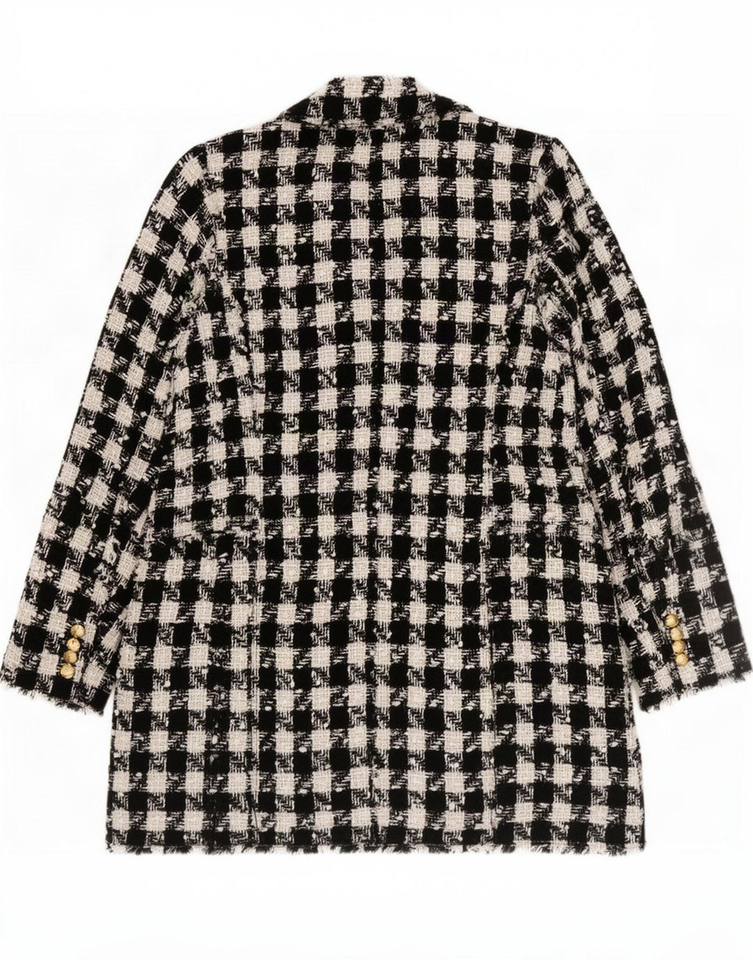 Zara Γυναικείο παλτό με διπλό στήθος UK 18 XL Μαύρο Houndstooth Πολυεστέρας