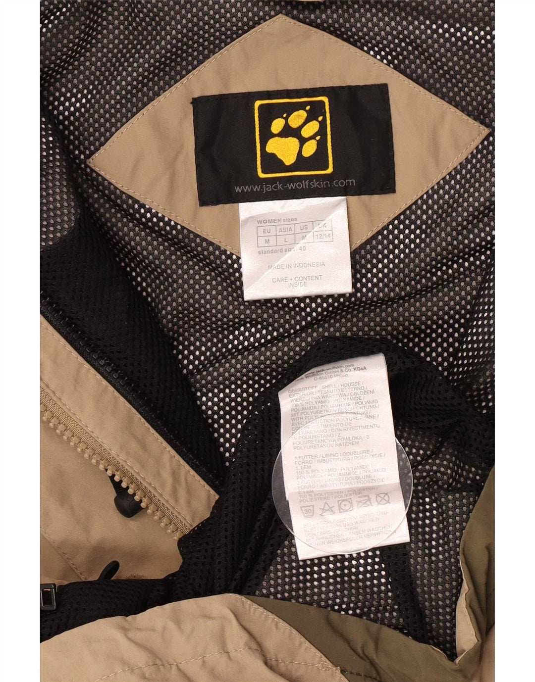 Jack Wolfskin γυναικείο μπουφάν βροχής με κουκούλα UK 12/14 Medium Beige Colourblock
