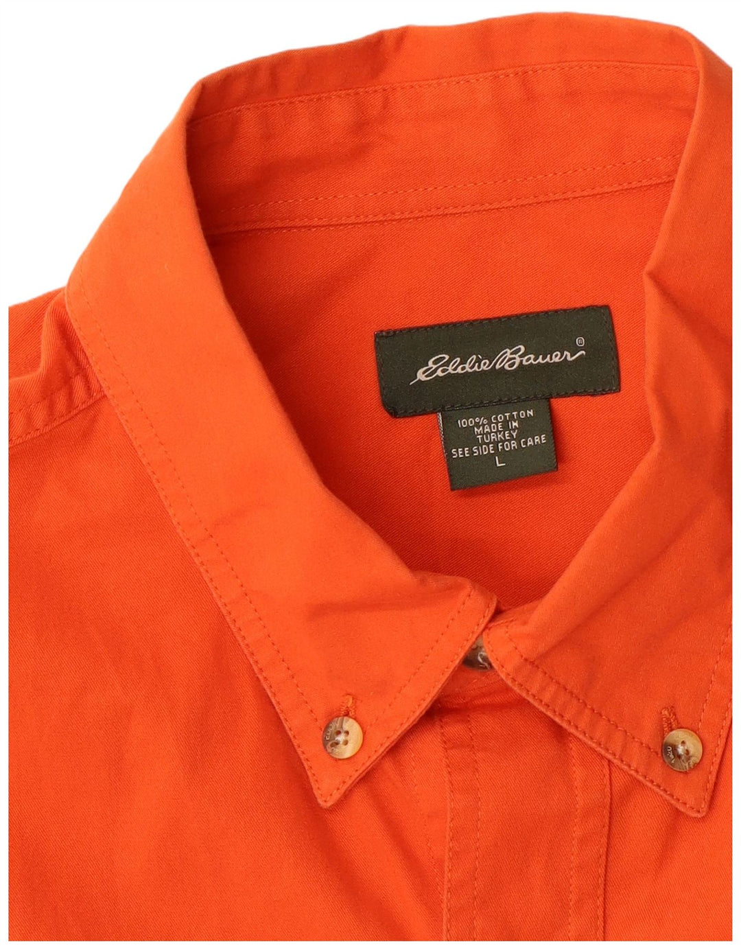 EDDIE BAUER Mens Short Sleeve Shirt Large Orange Cotton