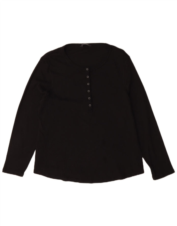 Marks & Spencer Γυναικείο τοπ μακρυμάνικο UK 22 3XL μαύρο βαμβακερό