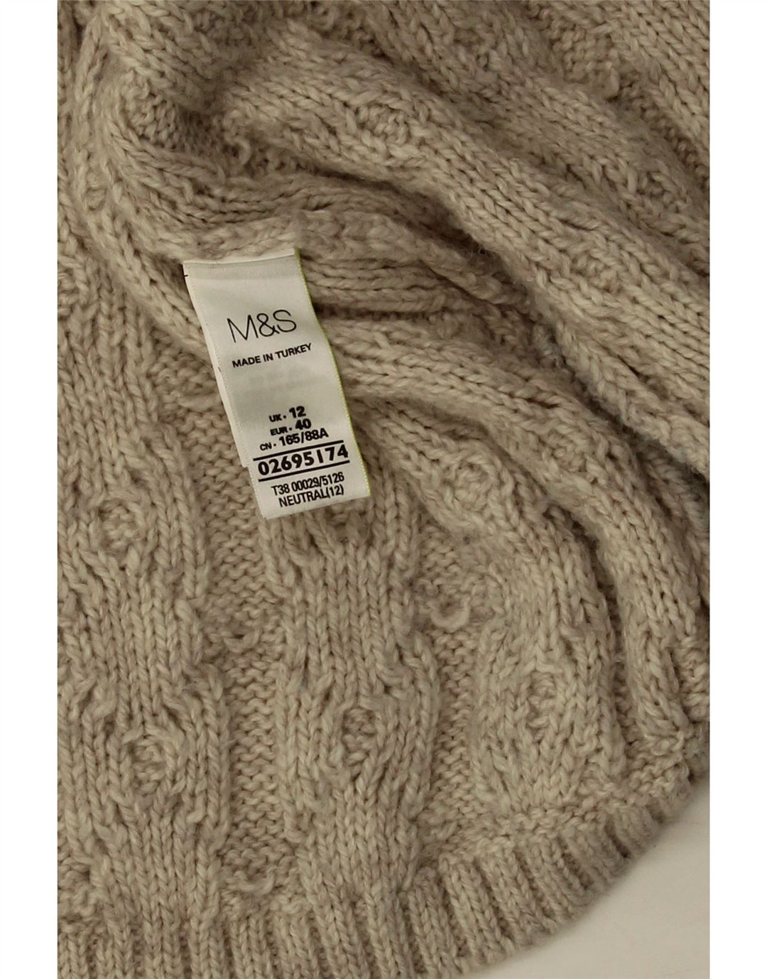 Marks & Spencer Γυναικείο ανοιχτό πουλόβερ UK 12 Medium Beige