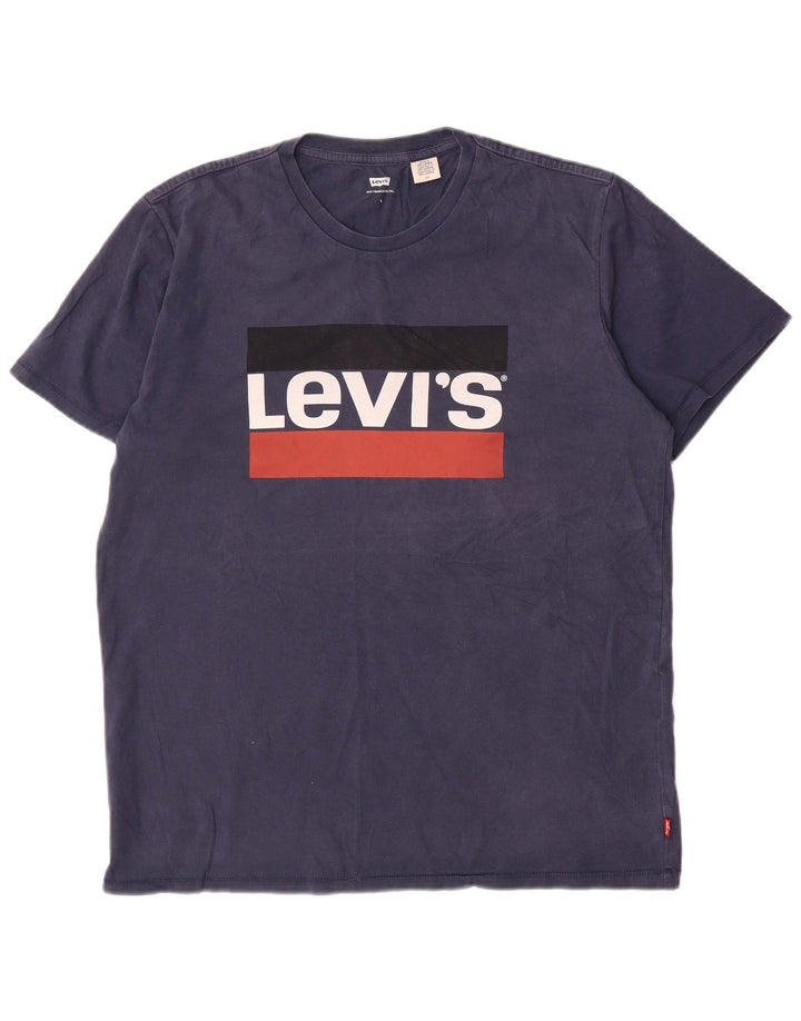 Ανδρικό γραφικό T-Shirt Levi's Top Large Navy Blue από βαμβάκι