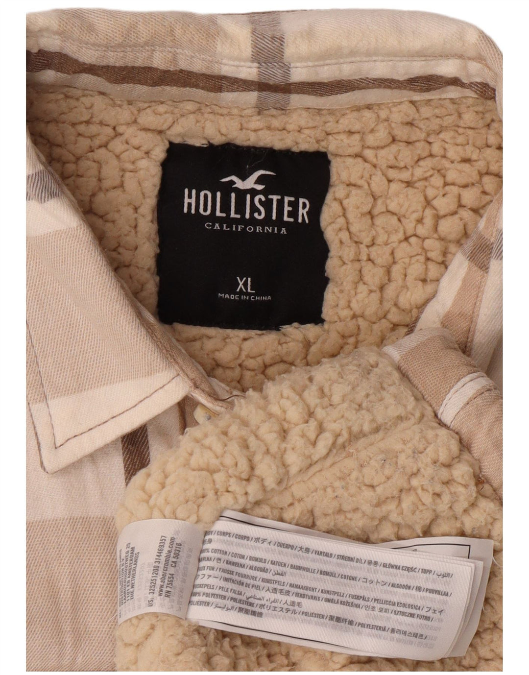 HOLLISTER Ανδρικό πουκάμισο Ξυλοκόπος Φανελένιο XL Μπεζ βαμβακερό