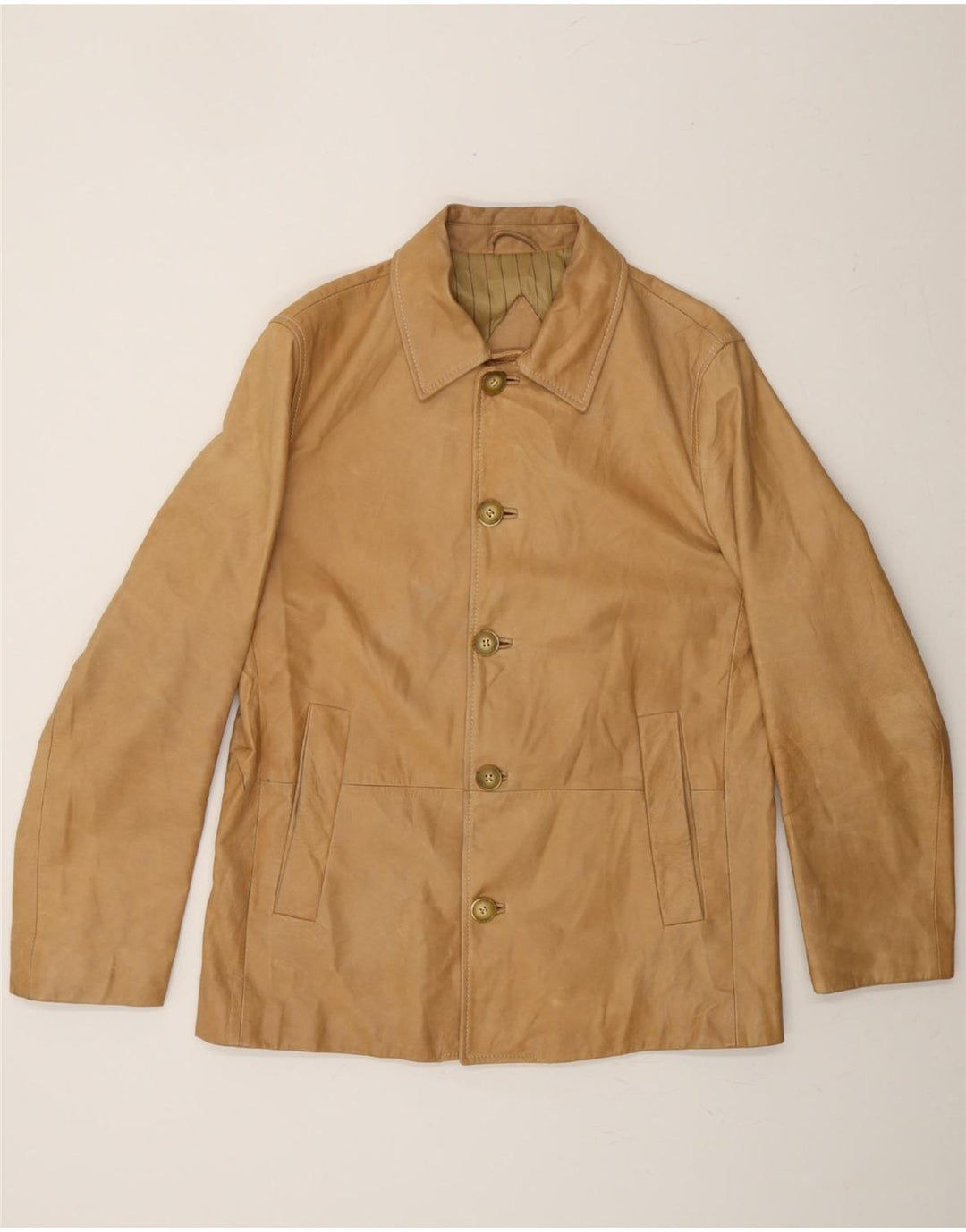 VINTAGE Mens Leather Jacket IT 48 Medium Brown Leather Vintage Vintage and Second-Hand Vintage from Messina Hembry 