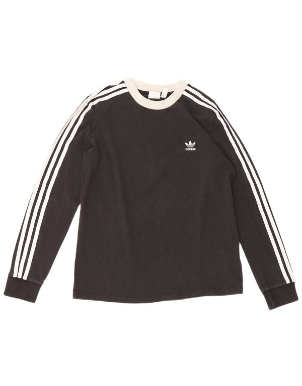 Adidas Γυναικείο τοπ μακρυμάνικο UK 14 μεσαίο μαύρο βαμβακερό σπορ