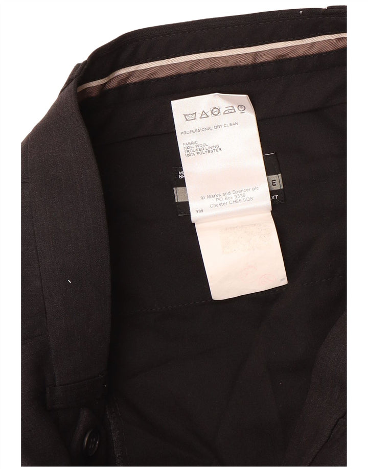 Marks & Spencer Ανδρικό παντελόνι με καρφίτσα W32 L29 Καφέ μαλλί