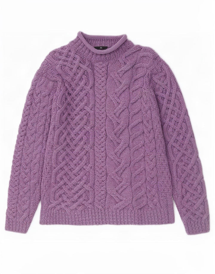 Γυναικείο πουλόβερ με λαιμό χελώνα Aran Wollen Mills UK 14 Medium Purple