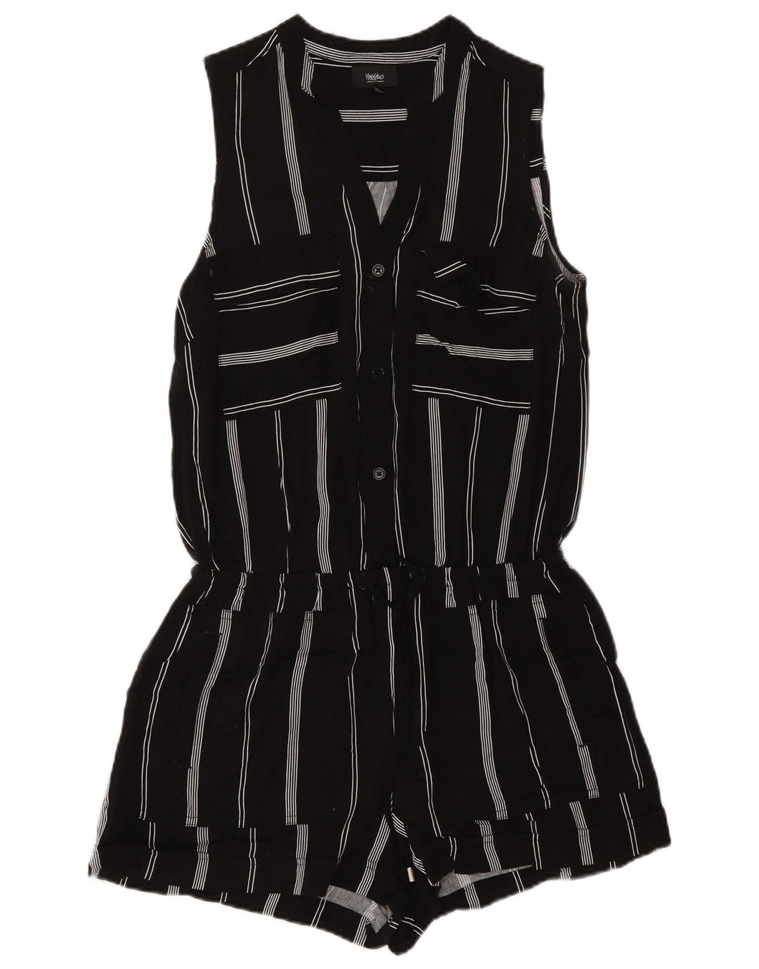 Mossimo Γυναικείο Αμάνικο Playsuit UK 6 XS Μαύρο ριγέ ρεγιόν