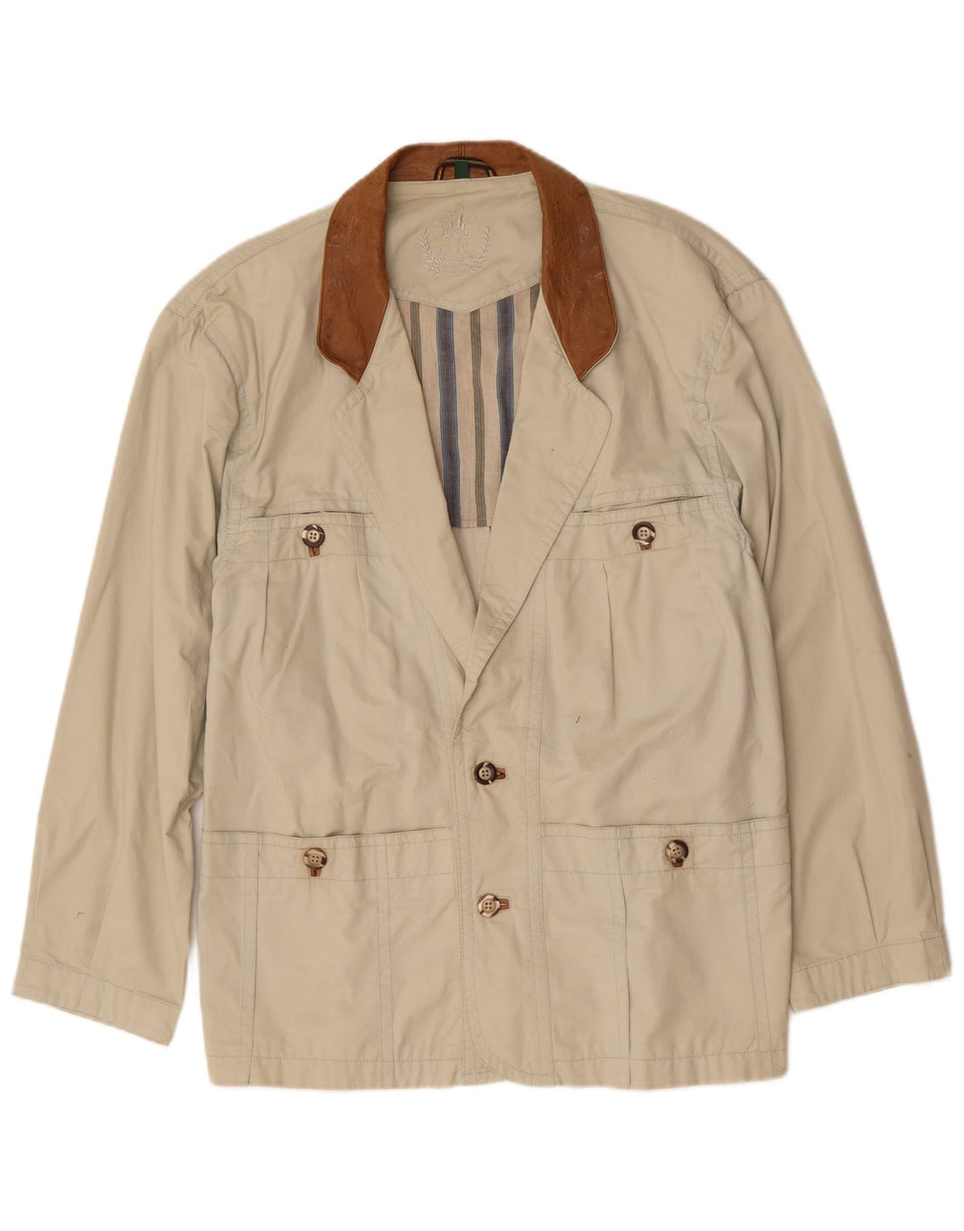 Vintage Mens Utility Jacket UK 40 Large Beige Βαμβακερό