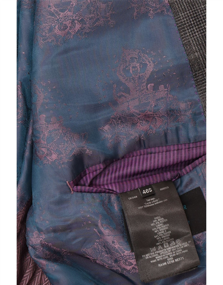 Ted Baker Ανδρικό μπουφάν σακάκι με 2 κουμπιά UK 46 3XL Grey Check Wool