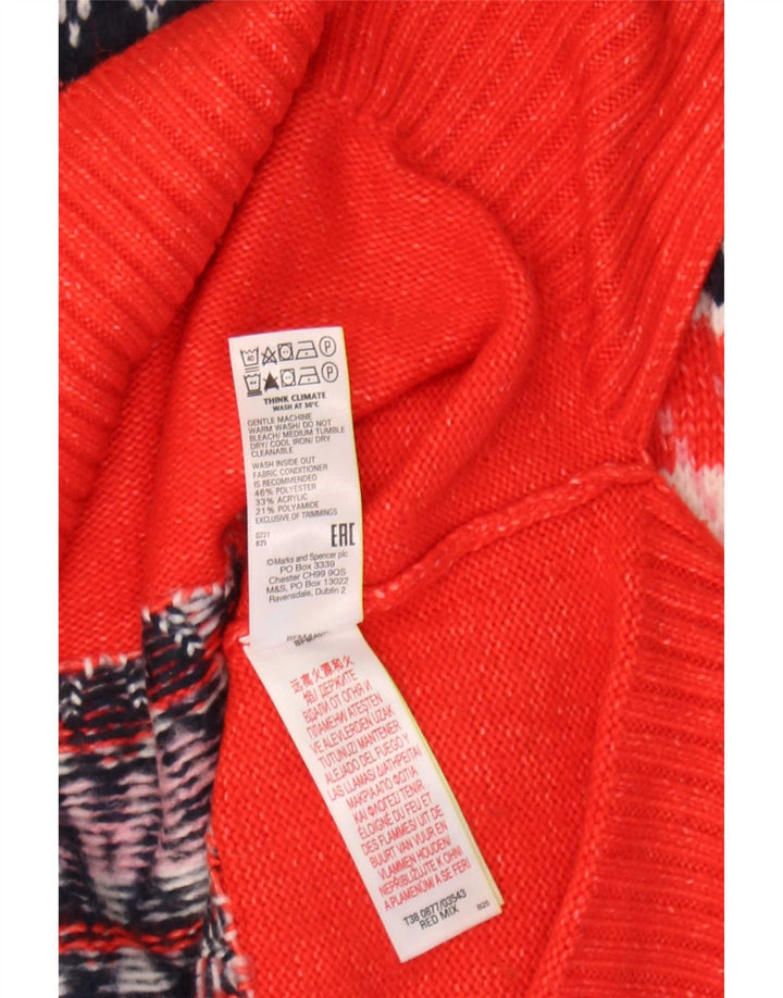 Marks & Spencer Γυναικείο πουλόβερ με λαιμόκαυστο UK 14 Medium Red Fair Isle